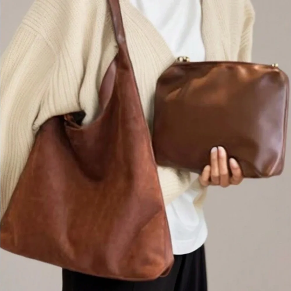 Brown Suede Tote - Picture 1 of 5